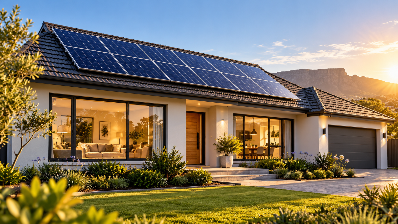 A home with rooftop solar panels