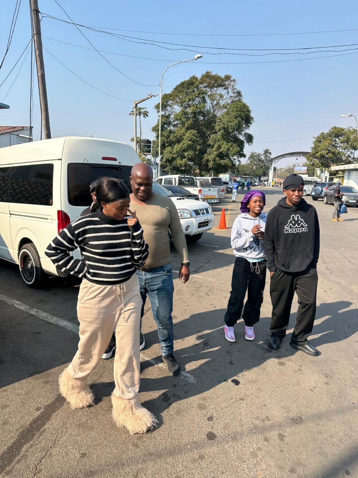 A group of travellers walking together during a trip